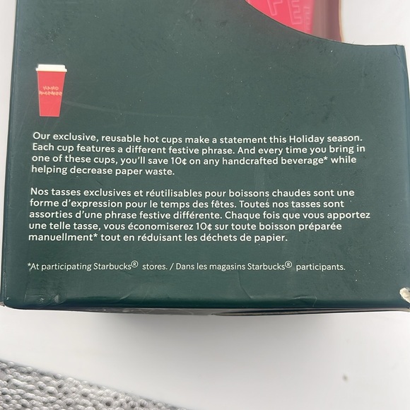 Starbucks 2019 Reusable Hot Cups & Lids 6 Pack Holiday Festive Phrases NEW - Picture 7 of 8
